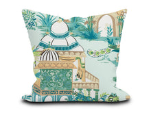 Load image into Gallery viewer, Custom Pillow Cover in Thibaut Floral Chinoiserie Mystic Garden in Spa Blue - One Side