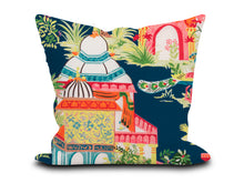 Load image into Gallery viewer, Custom Pillow Cover in Thibaut Floral Chinoiserie Mystic Garden in Navy Blue - One Side