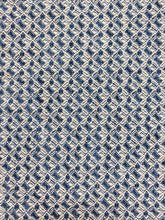 Load image into Gallery viewer, 1.25 Yard Designer Linen Navy Blue Cream Geometric Abstract Upholstery Fabric WHS 4393