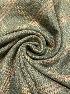 Designer Olive Green Rusty Red Beige Check Plaid Tartan Wool Upholstery Fabric WHS 4421