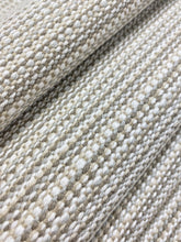 Load image into Gallery viewer, Designer Water &amp; Stain Resistant Woven Taupe Cream Grey Stripe MCM Mid Century Modern Upholstery Fabric WHS 4426