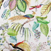 Load image into Gallery viewer, Cotton Cream Green Pink Red Teal Blue Mustard Organic Bird Floral Upholstery Drapery Fabric MGF