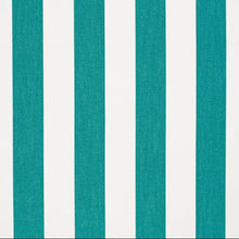 Load image into Gallery viewer, Heavy Duty Outdoor Solution Dyed Acrylic Teal Green Cream Stripe Upholstery Drapery Fabric CF