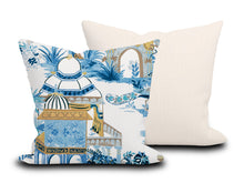 Load image into Gallery viewer, Custom Pillow Cover in Thibaut Floral Chinoiserie Mystic Garden in Blue and White - One Side