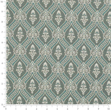Load image into Gallery viewer, Spanish Made Brocade Damask Turquoise Aqua Blue Grey White Upholstery Drapery Fabric CF