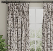 Load image into Gallery viewer, Spanish Made Damask Stripe Grey Silver Upholstery Drapery Fabric CF