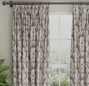 Spanish Made Damask Stripe Grey Silver Upholstery Drapery Fabric CF