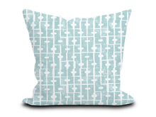 Load image into Gallery viewer, Custom Pillow Cover in Thibaut Abstract Haven in Spa Blue - One Side