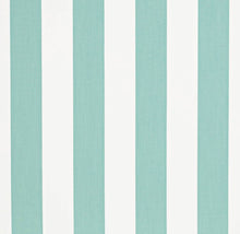 Load image into Gallery viewer, Heavy Duty Outdoor Solution Dyed Acrylic Aqua Blue Cream Stripe Upholstery Drapery Fabric CF