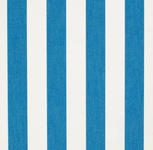 Load image into Gallery viewer, Heavy Duty Outdoor Solution Dyed Acrylic Royal Blue Cream Stripe Upholstery Drapery Fabric CF
