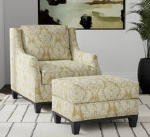 Load image into Gallery viewer, Spanish Made Damask Stripe Mustard Gold Beige Upholstery Drapery Fabric CF