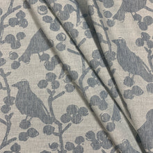 Load image into Gallery viewer, Cotton Poly Linen Aqua Denim Blue Floral Upholstery Drapery Fabric MGF