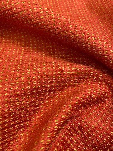 Designer Water & Stain Resistant Rusty Red Beige Chenille MCM Mid Century Modern Upholstery Fabric WHS 4332