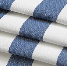 Load image into Gallery viewer, Heavy Duty Outdoor Solution Dyed Acrylic Purple Blue Cream Stripe Upholstery Drapery Fabric CF