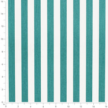 Load image into Gallery viewer, Heavy Duty Outdoor Solution Dyed Acrylic Teal Green Cream Stripe Upholstery Drapery Fabric CF