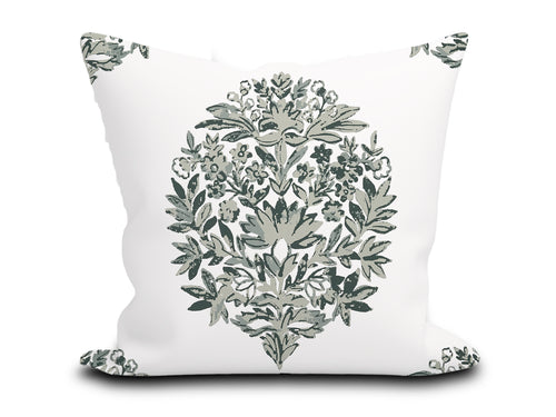 Custom Pillow Cover in Floral Thibaut Ridgefield in Black - Both Sides