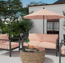 Load image into Gallery viewer, Heavy Duty Outdoor Solution Dyed Acrylic Orange Cream Stripe Upholstery Drapery Fabric CF