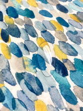 Load image into Gallery viewer, 1.8 Yard of Romo Orrin Kingfisher Teal Yellow Mustard Blue Grey Abstract Velvet Upholstery Drapery Fabric STA 4332
