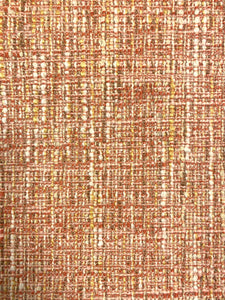 Heavy Duty Water & Stain Resistant MCM Mid Century Modern Tweed Rusty Coral Burnt Orange Cream Yellow Beige Upholstery Drapery Fabric