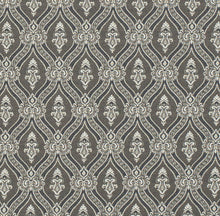 Load image into Gallery viewer, Spanish Made Charcoal Black Grey White Brocade Damask Upholstery Drapery Fabric CF