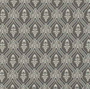 Spanish Made Charcoal Black Grey White Brocade Damask Upholstery Drapery Fabric CF