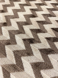 1.35 Yard Designer Taupe Brown Herringbone Chevron Velvet Upholstery Fabric WHS 4372