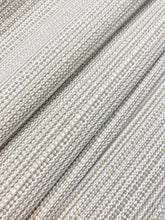 Load image into Gallery viewer, Designer Water &amp; Stain Resistant Woven Taupe Cream Grey Stripe MCM Mid Century Modern Upholstery Fabric WHS 4426