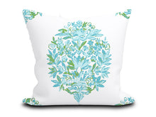 Load image into Gallery viewer, Custom Pillow Cover in Floral Botanical Thibaut Ridgefield in Green and Spa Blue - One Side