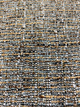 Load image into Gallery viewer, Designer Water &amp; Stain Resistant Black Grey Cream Mustard MCM Mid Century Modern Tweed Upholstery Fabric WHS 4337