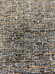 Designer Water & Stain Resistant Black Grey Cream Mustard MCM Mid Century Modern Tweed Upholstery Fabric WHS 4337