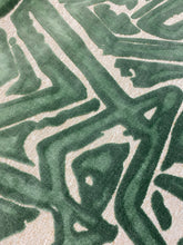 Load image into Gallery viewer, Opuzen AC DC Pine Green Beige Geometric Abstract Cut Velvet Water Resistant Upholstery Fabric STA 4328