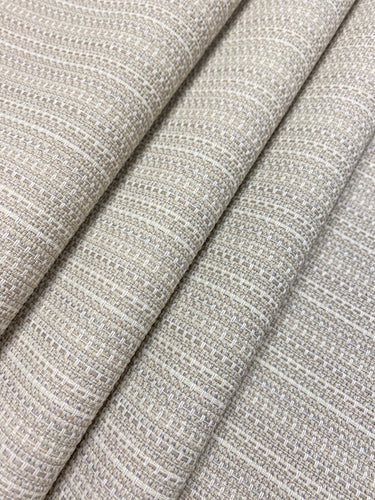 Designer Beige Taupe Woven Stripe Indoor Outdoor Water & Stain Resistant Upholstery Fabric STA 4352