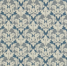 Load image into Gallery viewer, Spanish Made French Navy Blue Brocade Damask Upholstery Drapery Fabric CF