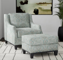Load image into Gallery viewer, Spanish Made Turquoise Aqua Blue Grey White Brocade Damask Upholstery Drapery Fabric CF