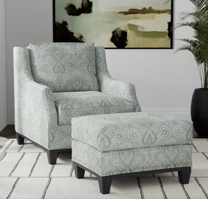Spanish Made Turquoise Aqua Blue Grey White Brocade Damask Upholstery Drapery Fabric CF