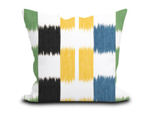 Load image into Gallery viewer, Custom Pillow Cover in Thibaut Abstract Kasuri in Black and Green - One Side