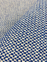 Load image into Gallery viewer, 1.25 Yd Designer Royal Blue Cream MCM Mid Century Modern Tweed Upholstery Fabric WHS 4267