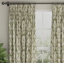Load image into Gallery viewer, Spanish Made Damask Stripe Sage Green Upholstery Drapery Fabric CF