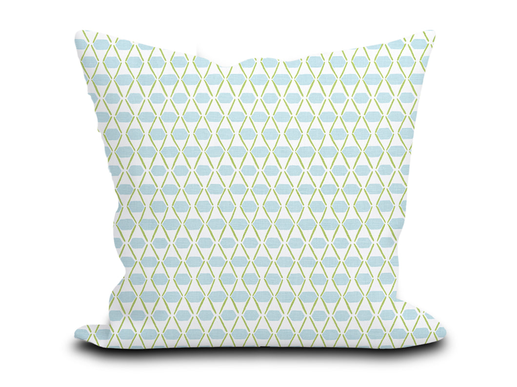Custom Pillow Cover in Abstract Thibaut Denver in Spa Blue - One Side