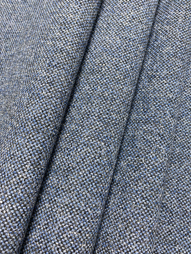 Designer French Blue Grey MCM Mid Century Modern Tweed Water & Stain Resistant Upholstery Fabric WHS 4400