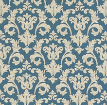 Load image into Gallery viewer, Spanish Made French Navy Blue Brocade Damask Upholstery Drapery Fabric CF