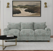 Load image into Gallery viewer, Spanish Made Turquoise Aqua Blue Grey White Brocade Damask Upholstery Drapery Fabric CF