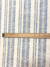 Load image into Gallery viewer, Designer Woven French Blue Cream Stripe MCM Mid Century Modern Water &amp; Stain Resistant Upholstery Fabric STA 4404