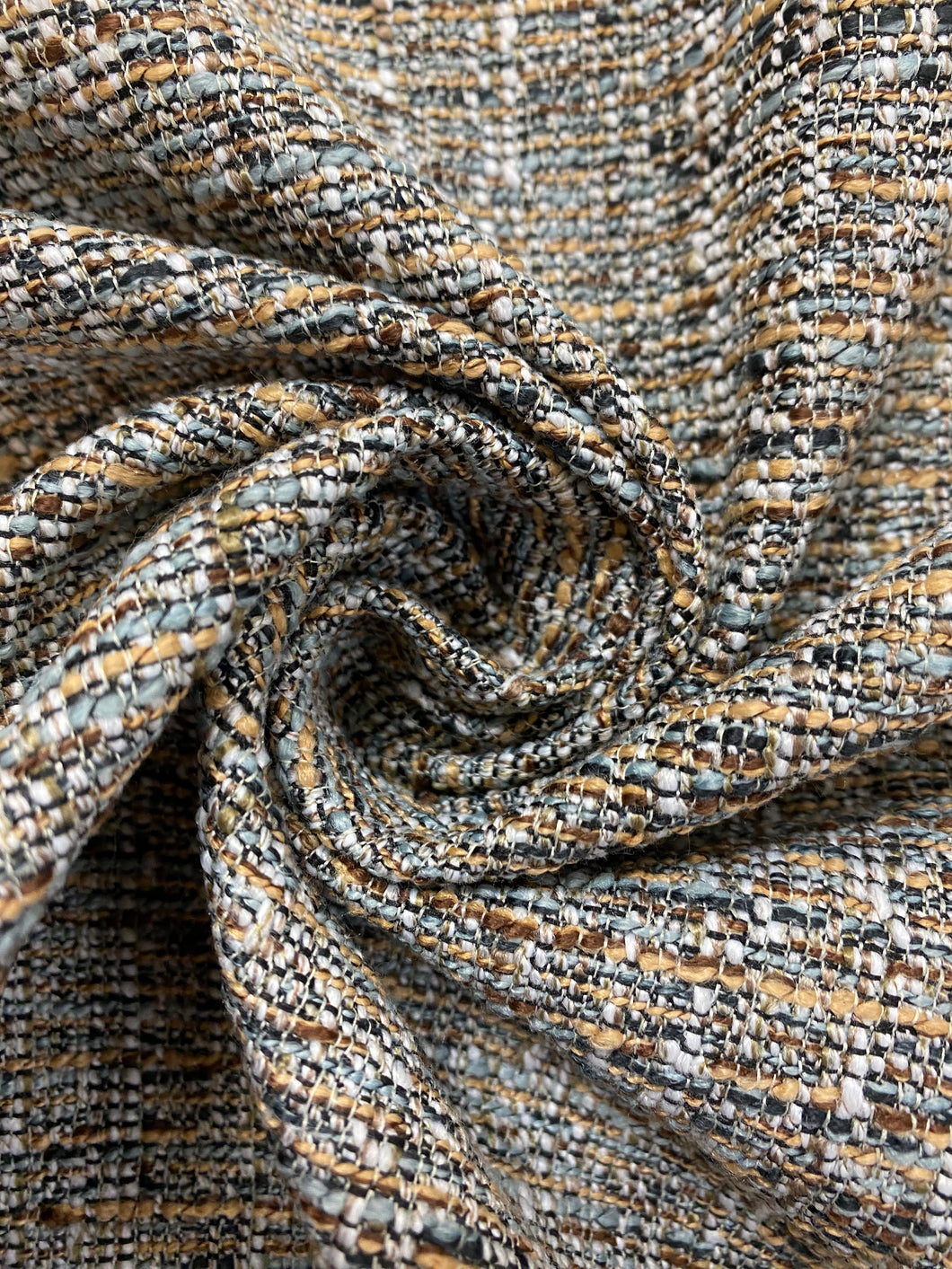 Designer Water & Stain Resistant Black Grey Cream Mustard MCM Mid Century Modern Tweed Upholstery Fabric WHS 4337