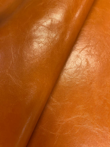 Designer Glossy Caramel Orange Brown Faux Leather Upholstery Vinyl WHS 4511