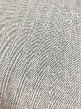 Load image into Gallery viewer, Designer Water &amp; Stain Resistant Seafoam Aqua Blue Linen Viscose Herringbone Upholstery Fabric WHS 4350