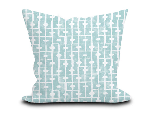 Custom Pillow Cover in Thibaut Abstract Haven in Spa Blue - Both Sides