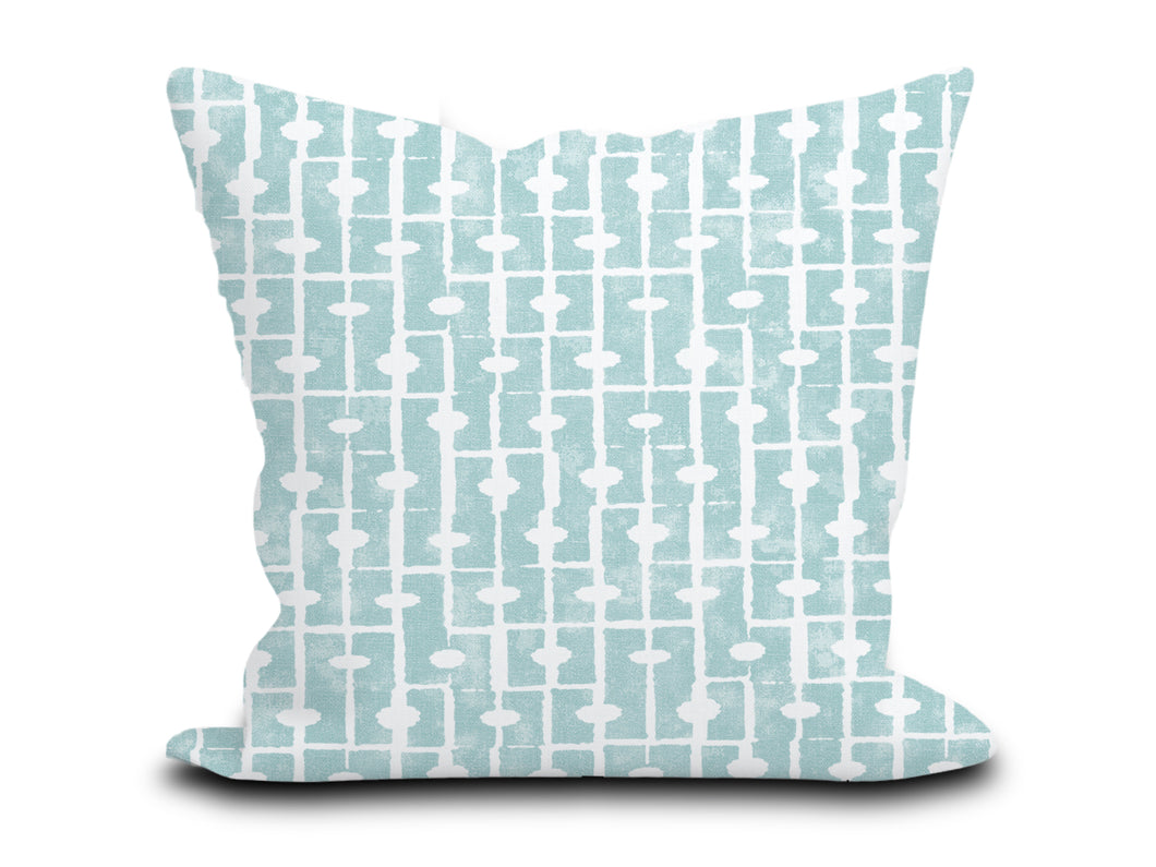 Custom Pillow Cover in Thibaut Abstract Haven in Spa Blue - Both Sides