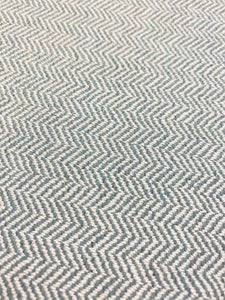Designer Water & Stain Resistant Teal White Herringbone MCM Mid Century Modern Upholstery Fabric WHS 4514