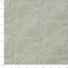 Load image into Gallery viewer, Spanish Made Paisley Seafoam Aqua Grey White Upholstery Drapery Fabric CF